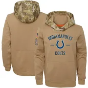 Youth Indianapolis Colts Khaki 2019 Salute to Service Therma Pullover Hoodie