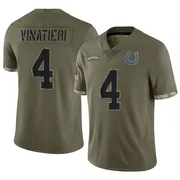 Olive Men's Adam Vinatieri Indianapolis Colts Limited 2022 Salute To Service Jersey