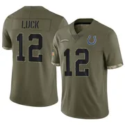 Olive Men's Andrew Luck Indianapolis Colts Limited 2022 Salute To Service Jersey