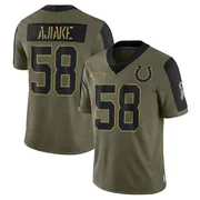 Olive Men's Austin Ajiake Indianapolis Colts Limited 2021 Salute To Service Jersey