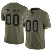 Olive Men's Custom Indianapolis Colts Limited 2022 Salute To Service Jersey