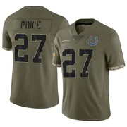 Olive Men's D'vonte Price Indianapolis Colts Limited 2022 Salute To Service Jersey