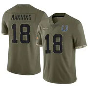 Olive Men's Peyton Manning Indianapolis Colts Limited 2022 Salute To Service Jersey