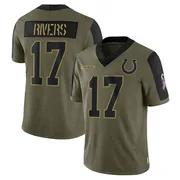 Olive Men's Philip Rivers Indianapolis Colts Limited 2021 Salute To Service Jersey