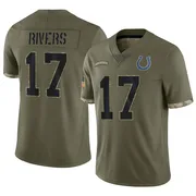 Olive Men's Philip Rivers Indianapolis Colts Limited 2022 Salute To Service Jersey