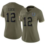 Olive Women's Andrew Luck Indianapolis Colts Limited 2022 Salute To Service Jersey