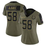 Olive Women's Austin Ajiake Indianapolis Colts Limited 2021 Salute To Service Jersey