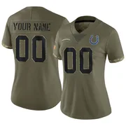 Olive Women's Custom Indianapolis Colts Limited 2022 Salute To Service Jersey