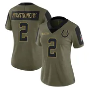 Olive Women's D.J. Montgomery Indianapolis Colts Limited 2021 Salute To Service Jersey