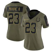 Olive Women's Kenny Moore II Indianapolis Colts Limited 2021 Salute To Service Jersey