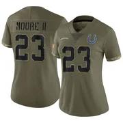 Olive Women's Kenny Moore II Indianapolis Colts Limited 2022 Salute To Service Jersey