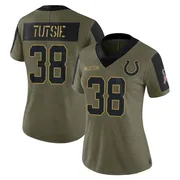 Olive Women's Michael Tutsie Indianapolis Colts Limited 2021 Salute To Service Jersey