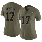 Olive Women's Philip Rivers Indianapolis Colts Limited 2022 Salute To Service Jersey