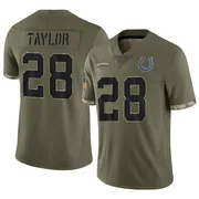 Olive Youth Jonathan Taylor Indianapolis Colts Limited 2022 Salute To Service Jersey