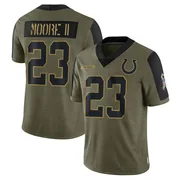 Olive Youth Kenny Moore II Indianapolis Colts Limited 2021 Salute To Service Jersey