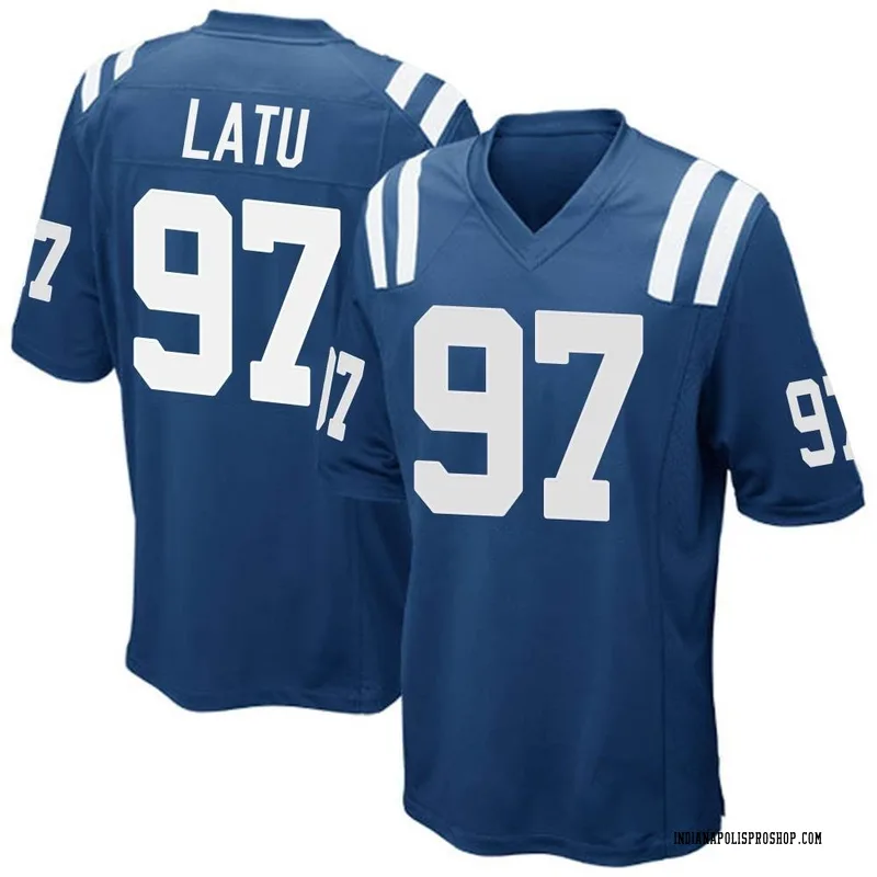 Royal Blue Men's Laiatu Latu Indianapolis Colts Game Team Color Jersey